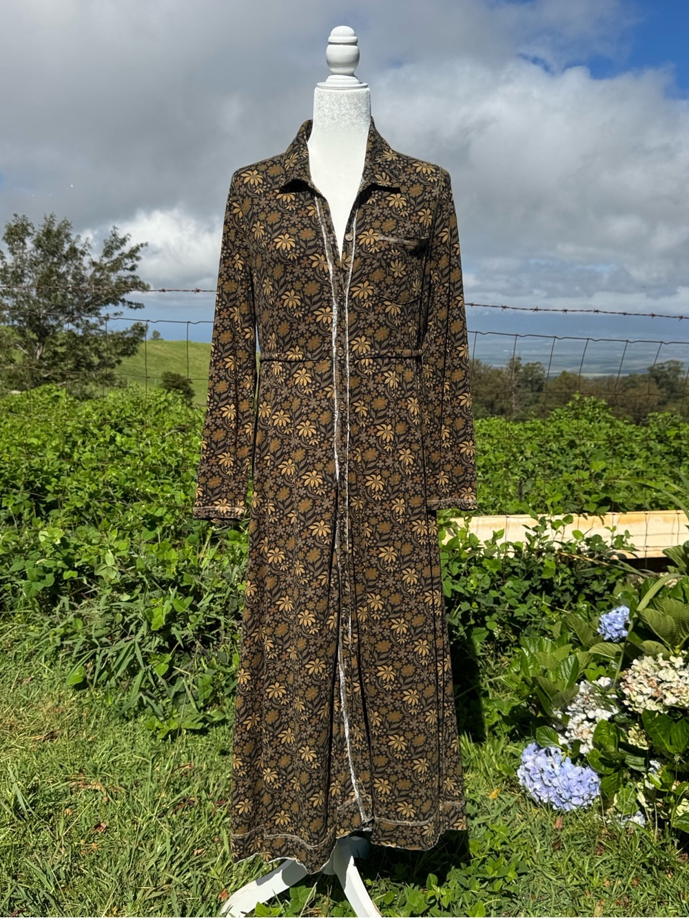 Natural Life Cristina Knit Cotton Floral Long Sleeve Dress Prairie peasant small